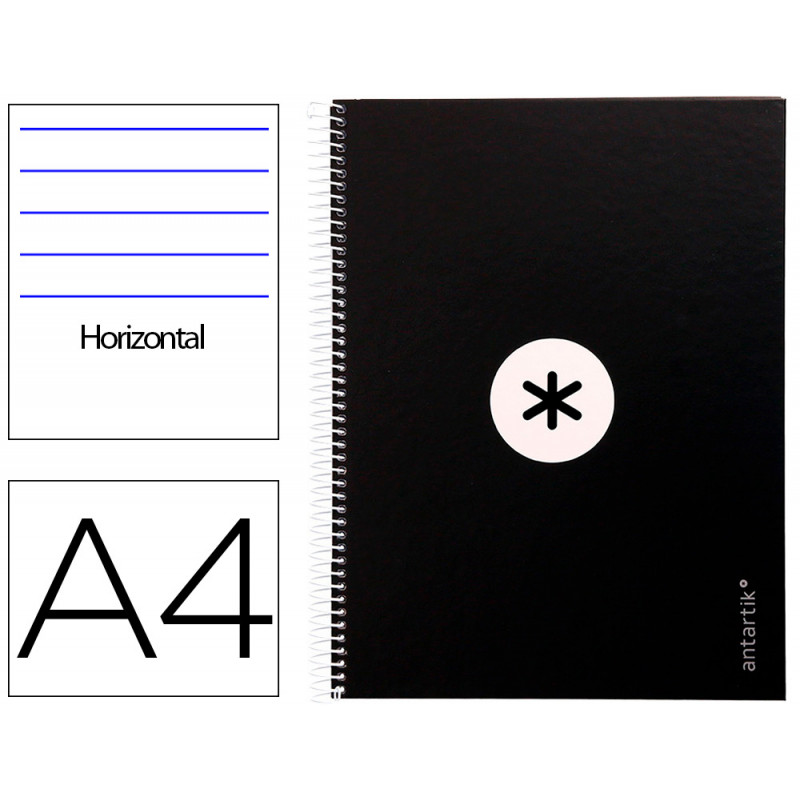 Cuaderno espiral liderpapel a4 micro antartik tapa forrada80h 90 gr horizontal 1 banda 4 taladros color negro Cuaderno espiral liderpapel a4 micro antartik tapa forrada80h 90 gr horizontal 1 banda 4 taladros color negro