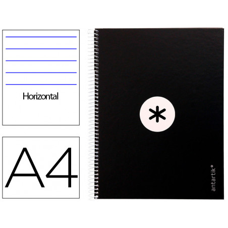 Cuaderno espiral liderpapel a4 micro antartik tapa forrada80h 90 gr horizontal 1 banda 4 taladros color negro