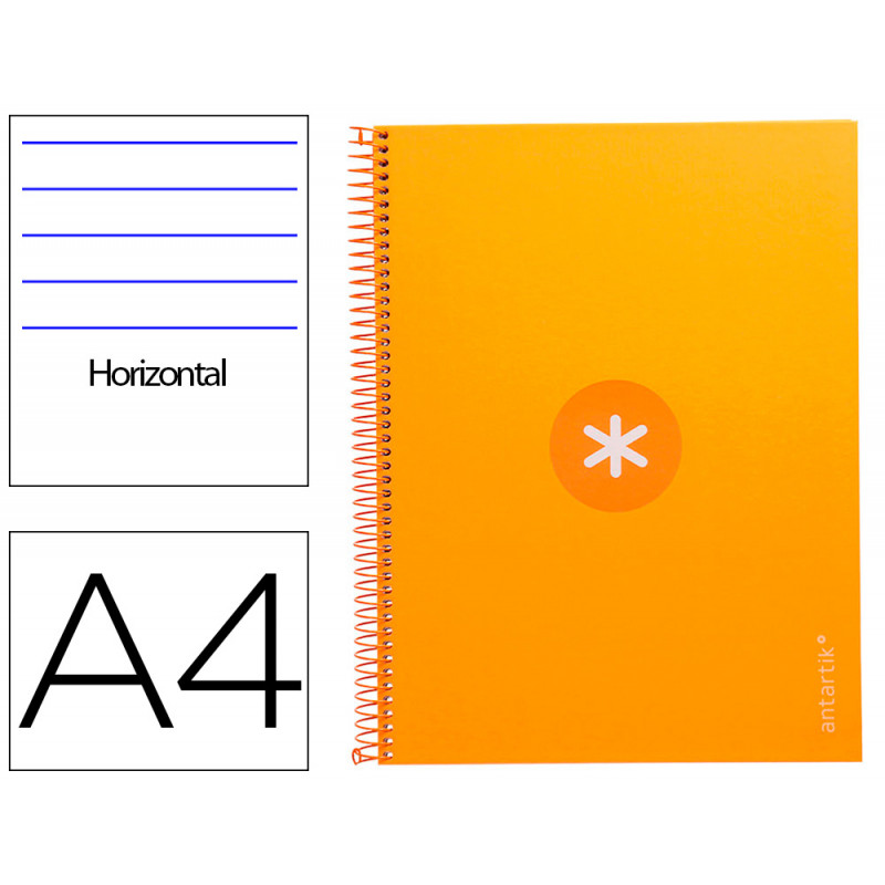 Cuaderno espiral liderpapel a4 micro antartik tapa forrada80h 90 gr horizontal 1 banda 4 taladros color mostaza