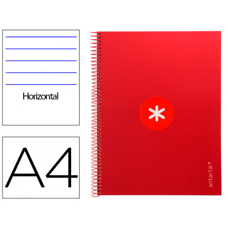 Cuaderno espiral liderpapel a4 micro antartik tapa forrada80h 90 gr horizontal 1 banda 4 taladros color frambuesa