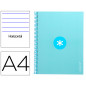 Cuaderno espiral liderpapel a4 micro antartik tapa forrada80h 90 gr horizontal 1 banda 4 taladros color celeste