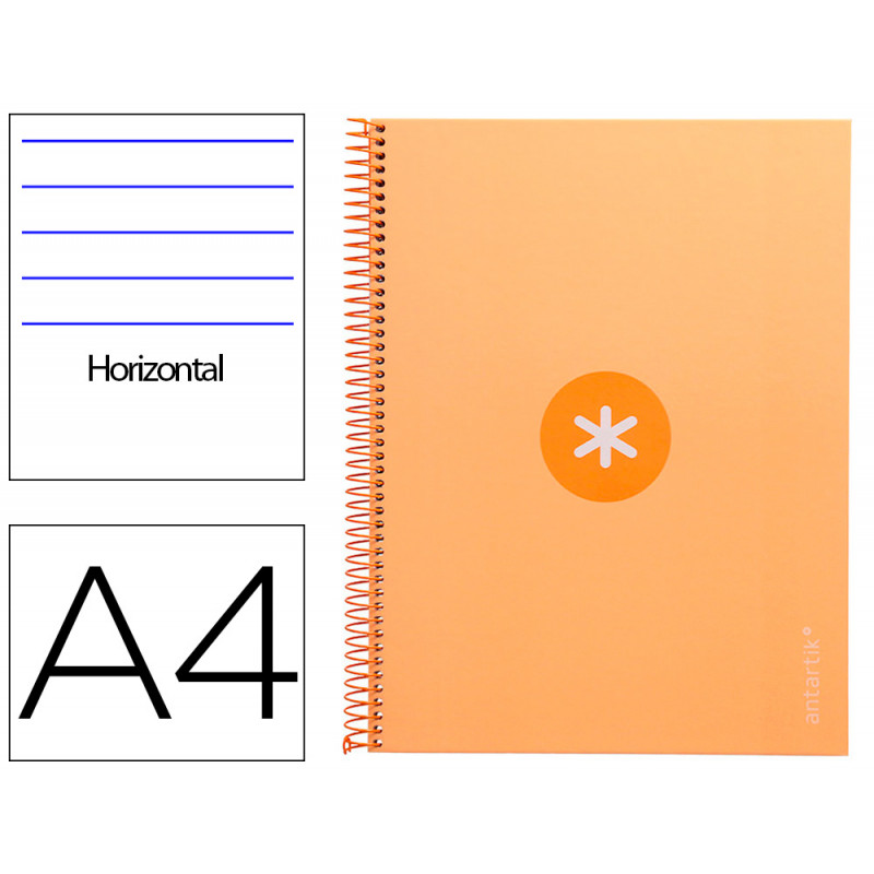 Cuaderno espiral liderpapel a4 micro antartik tapa forrada80h 90 gr horizontal 1 banda 4 taladros color amarillo clar