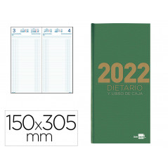 Dietario liderpapel 150x305 mm 2022 dos tercios papel 70 gr verde