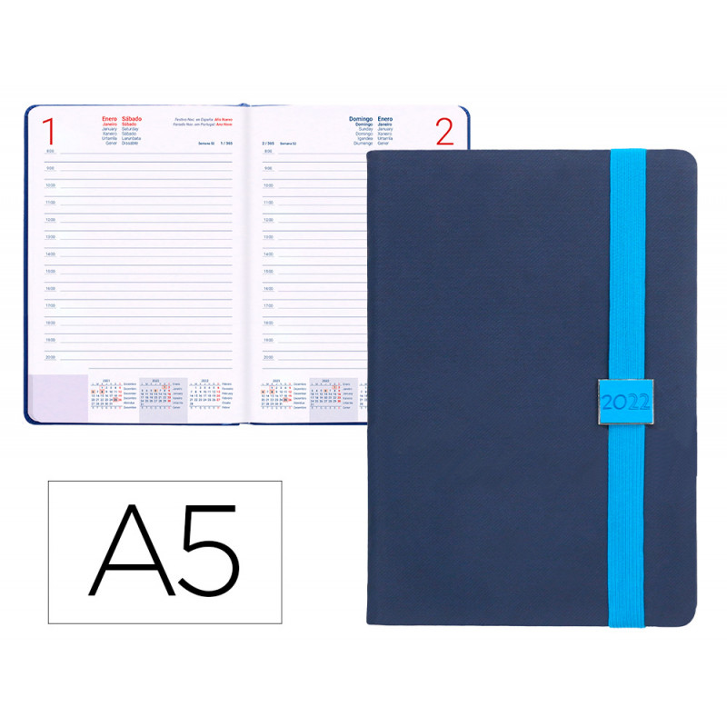 Agenda encuadernada liderpapel larisis 15x21 cm 2022 dia pagina color azul papel 70 gr