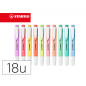 Rotulador stabilo fluorescente fino swing cool pastel desket estuche de 18 unidades colores surtidos
