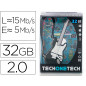 Memoria usb tech on tech guitarra black & blanco 32 gb