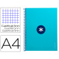 Cuaderno espiral a4 micro antartik tapa forrada 80h 90 gr cuadro 5mm 1 banda 4 taladros turquesa