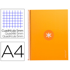 Cuaderno espiral liderpapel a4 micro antartik tapa forrada 80h 90 gr cuadro 5mm 1 banda 4 taladros mostaza