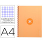 Cuaderno espiral liderpapel a4 micro antartik tapa forrada 80h 90 gr cuadro 5mm 1 banda 4 taladros color peach
