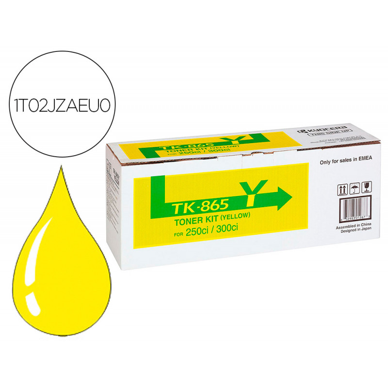 Toner tk865y kyocera -mita copiadora amarillo taskalfa 200ci / 300ci 12.000 paginas