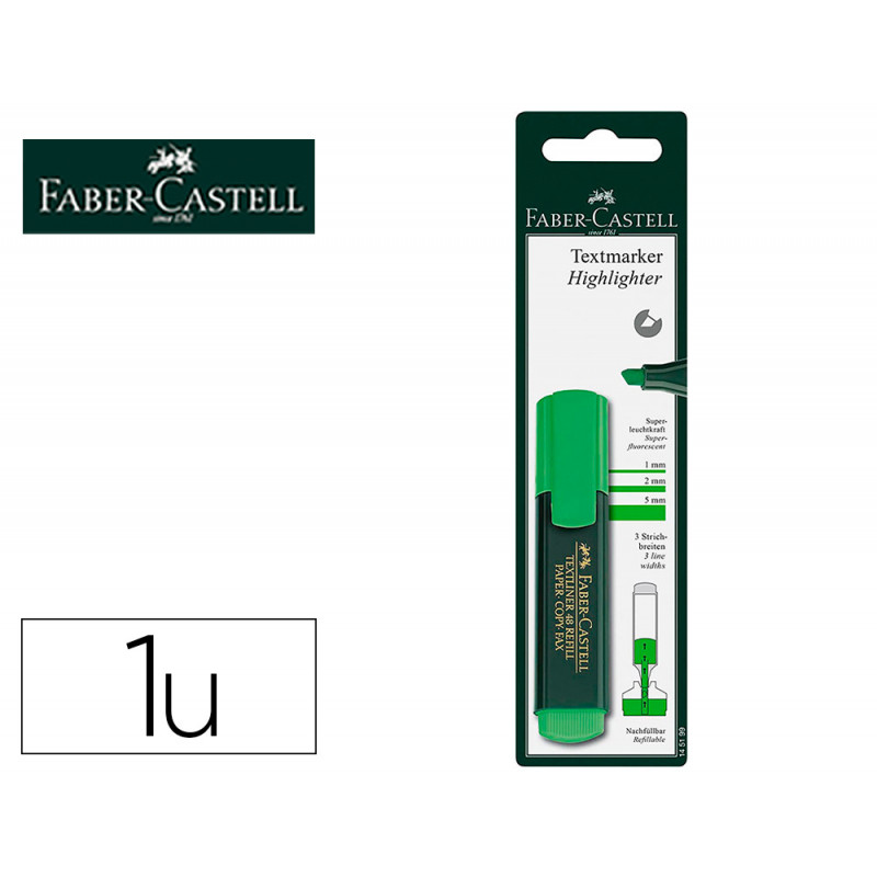 Rotulador faber castell fluorescente textliner 48 verde blister de 1 unidad