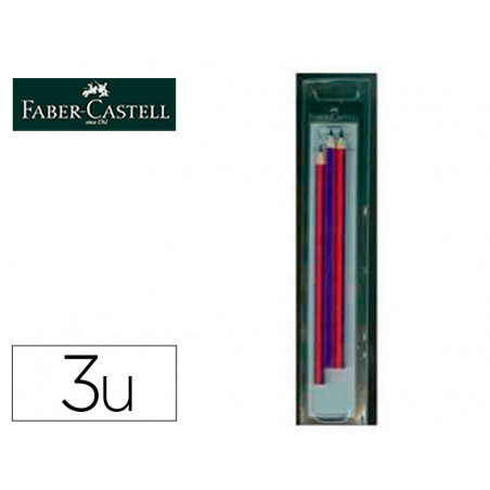 Lapices bicolor fino faber castell 2160-rb hexagonal rojo/azul blister de 3 unidades