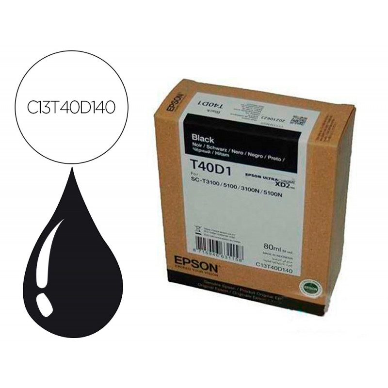 Ink-jet epson ultrachrome xd2 negro t40d140 sc-t3100/sc-t 5100 80 ml