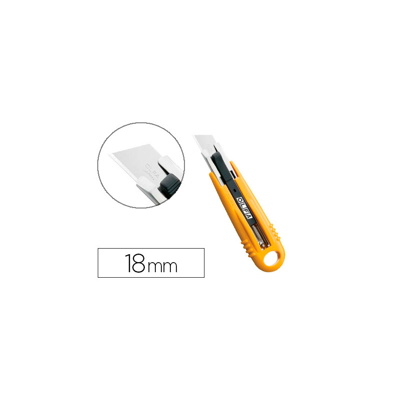 Cutter de seguridad cuchilla ancha 18 mm cuerpo acero inoxidable recubierto resina abs
