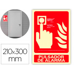 Pictograma archivo 2000 pulsador de alarma pvc rojo luminiscente 210x300 mm