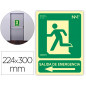 Pictograma archivo 2000 salida de emergencia izquierda pvc verde luminiscente 160x320 mm