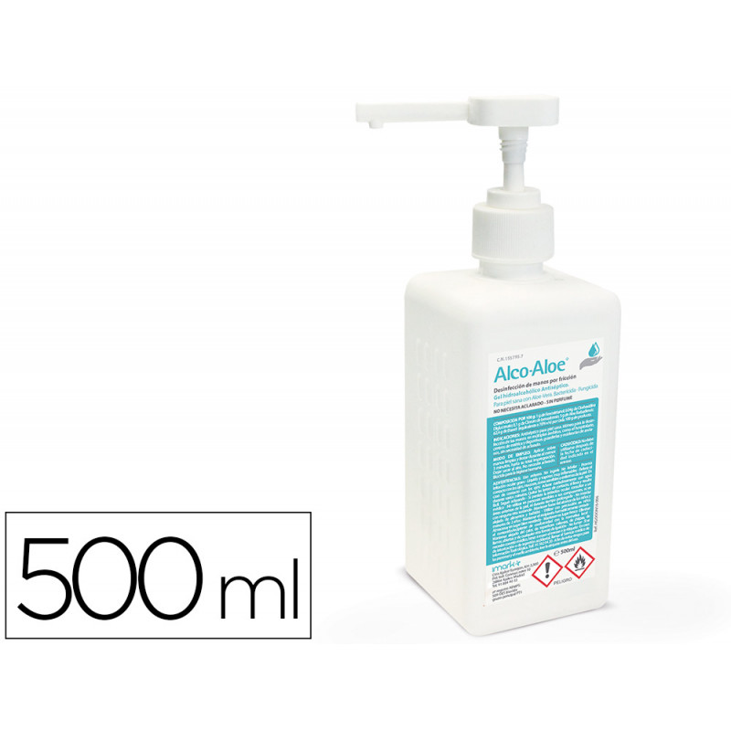 Gel hidroalcoholico alco aloe para manos limpia y desinfecta bote dosificador de 500 ml