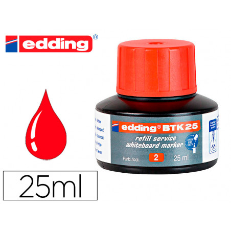 Tinta rotulador edding pizarra blanca btk-25 color rojo bote 25 ml