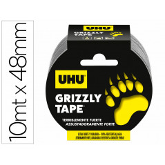 Cinta adhesiva uhu americana grizzly tape ultrafuerte color plata 10 mt x 48 mm