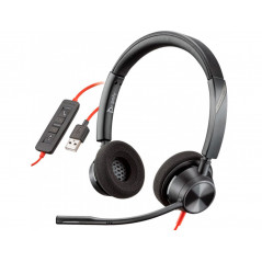 Auricular plantronics blackwire 3320 diadema biaural cable usb-a con microfono