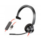 Auricular plantronics blackwire 3310 diadema cable usb-c/a monoaural con microfo no y cert. microsoft teams