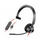 Auricular plantronics blackwire 3310 diadema monoaural cable usb-c/a con microfono