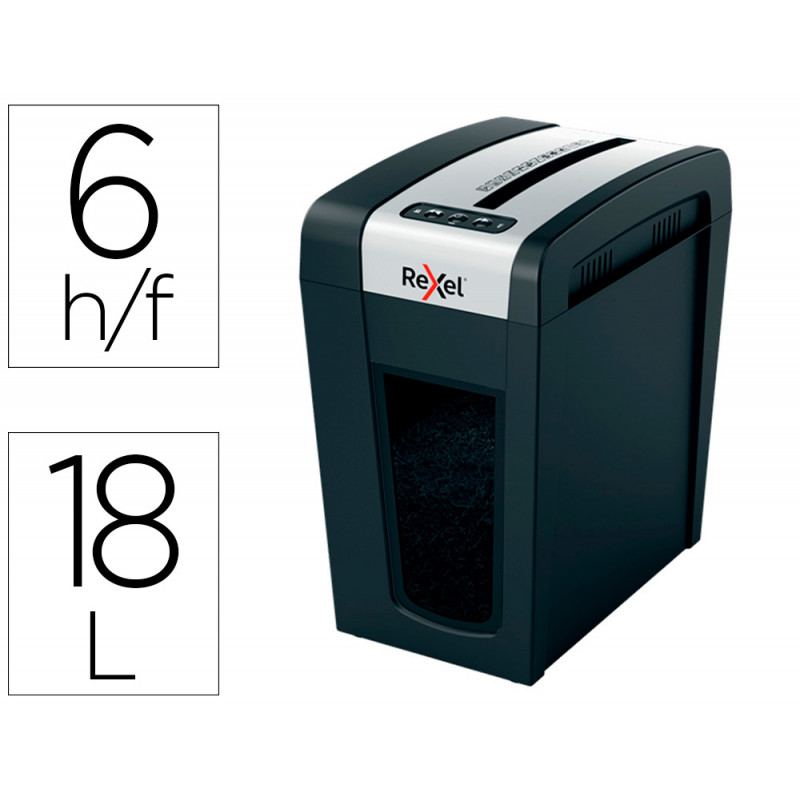 2estructora de documentos rexel secure mc6-sl eu capacidad 6 hojas grapas clips tarjetas y cd 18 l