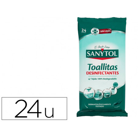 Toallita desinfectante sanytol biodegradable paquete de 30 unidades