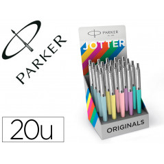 Boligrafo parker jotter originals pastel expositor de 20 unidades 5 colores pastel surtidos