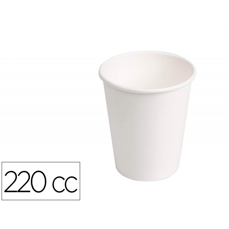 Vaso de carton biodegradable blanco 200 ml paquete de 50 unidades