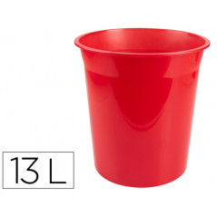 Papelera plastico q-connect rojo translucido 13 litros