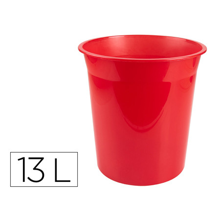 Papelera plastico q-connect rojo translucido 13 litros