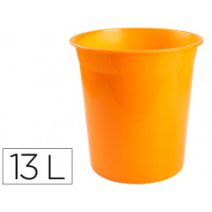 Papelera plastico q-connect naranja translucido 13 litros