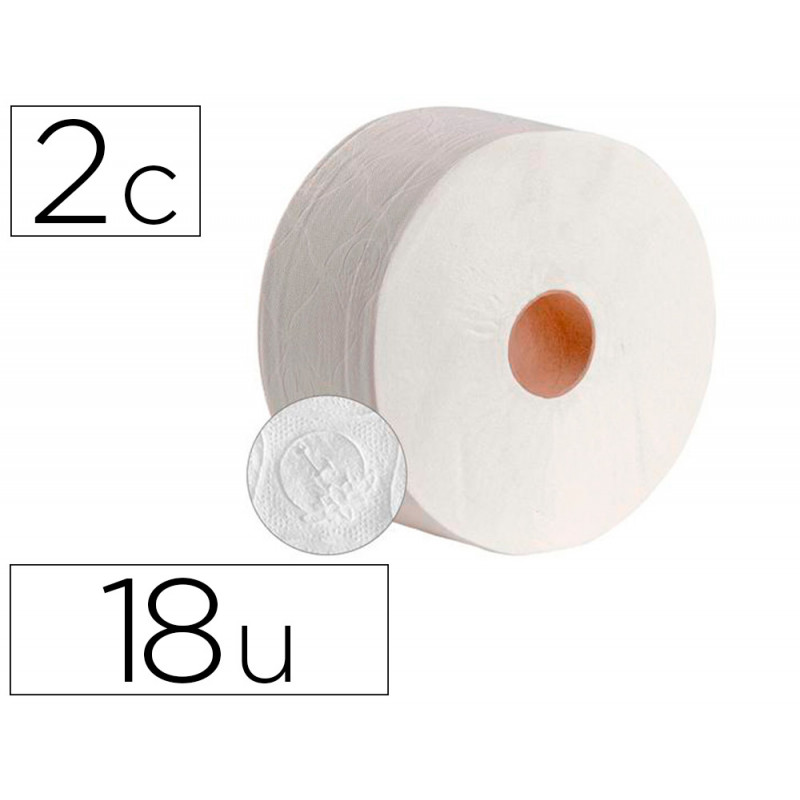 Papel higienico dahi jumbo 2 capas celulosa blanca 140 mt mandril 45 mm paquete de 18 rollos