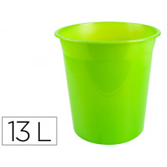 Papelera plastico q-connect verde translucido 13 litros