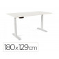 Mesa rocada regulable en altura electricamente hasta 129 cm estructura de acero tablero 180 cm color blanco