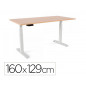 Mesa rocada regulable en altura electricamente hasta 129 cm estructura de acero tablero 160 cm color haya