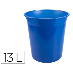 Papelera plastico q-connect azul translucido 13 litros