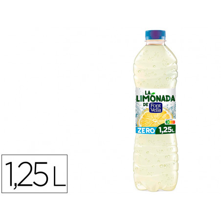 Agua mineral natural font vella lim0nada zero con zumo de limon botella 1,25 l