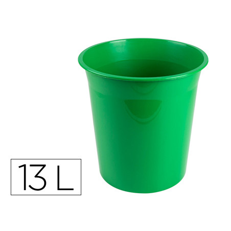 Papelera plastico q-connect verde opaco 13 litros