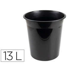 Papelera plastico q-connect negro opaco 13 litros