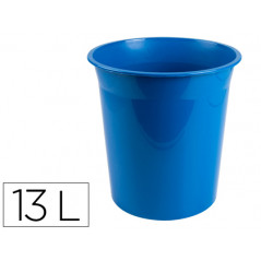 Papelera plastico q-connect azul opaco 13 litros