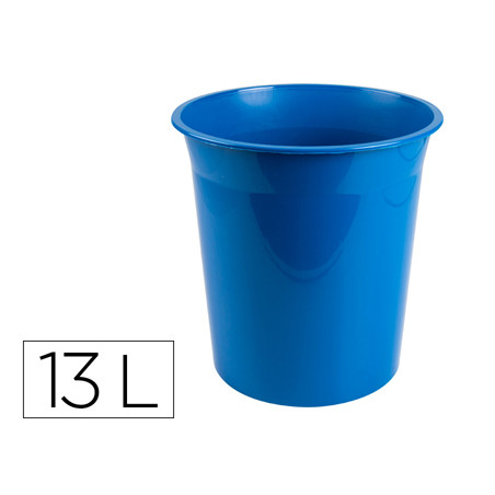 Papelera plastico q-connect azul opaco 13 litros