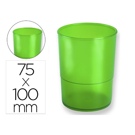 Cubilete portalapices q-connect verde translucido plastico diametro 75 mm alto 100 mm