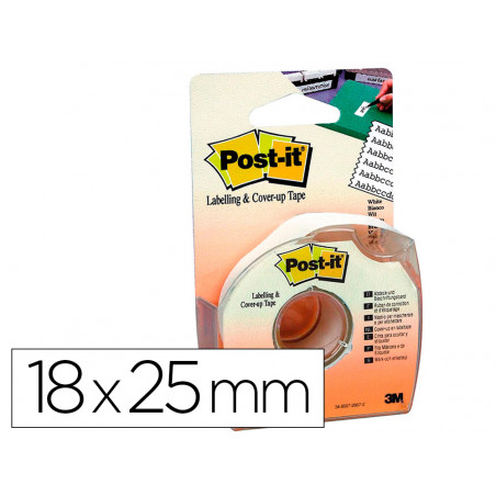 Cinta adhesiva post-it 18mx25 mm 6 lineas en portarrollos especial para ocultar y etiquetar