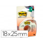 Cinta adhesiva post-it para ocultar y etiquetar 6 lineas 18 mt x 25 mm en portarrollo