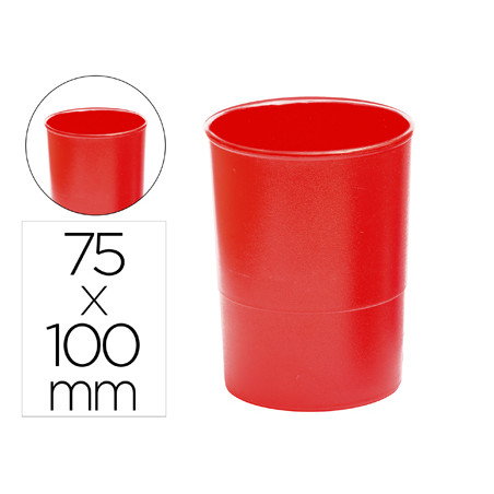 Cubilete portalapices q-connect plastico diametro 75 mm altura 100 mm rojo opaco