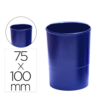 Cubilete portalapices q-connect azul opaco plastico redondo diametro 75 mm alto 100 mm