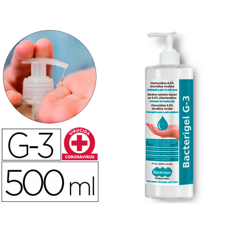Gel hidroalcoholico antiseptico bacterigel g3 manos sin necesidad aclarado bote spray 500 ml