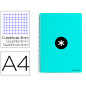 Cuaderno espiral a4 antartik tapa dura 80h 90gr cuadro 4mm con margen color menta